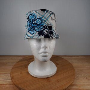 Hawiian Flower Graphic Bucket Hat Blue Gray White Infant Sz 18m